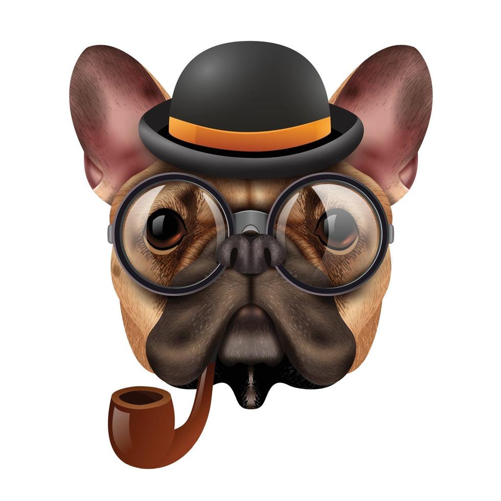 Retro vintage hipster retro realista cão bulldog vetor