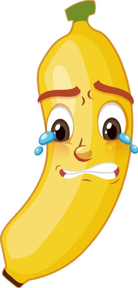 personagem de desenho animado de banana com expressão facial vetor