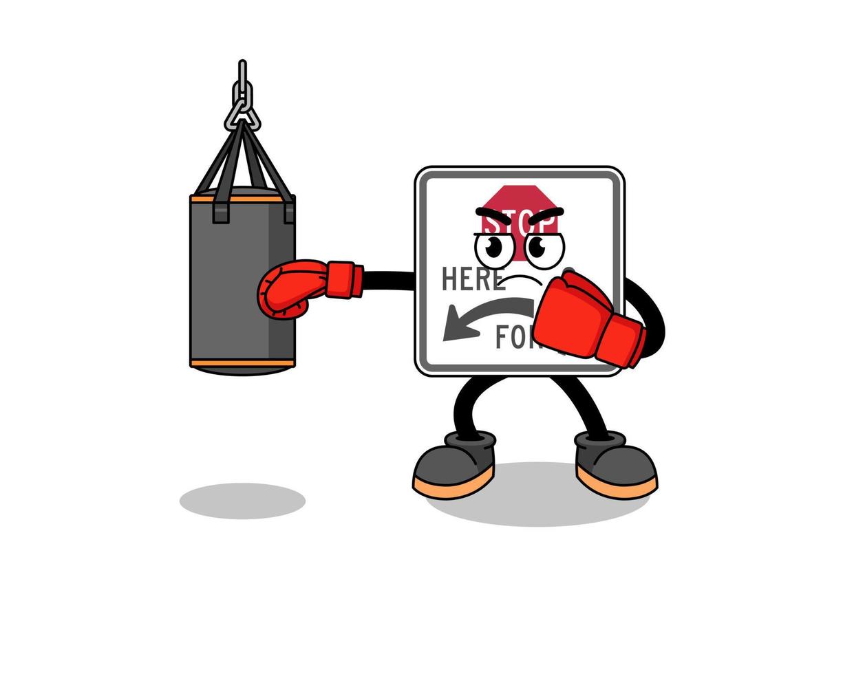 ilustração do Pare aqui para pedestres boxer vetor