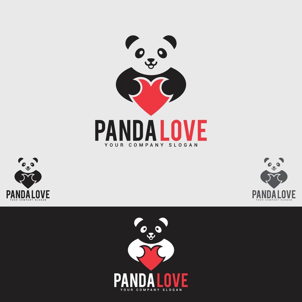 modelo de design de logotipo de amor de panda vetor