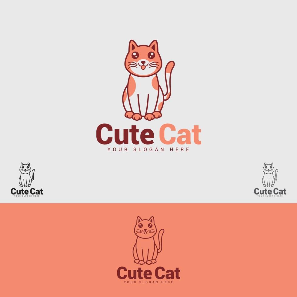 modelo de design de logotipo de gato fofo vetor