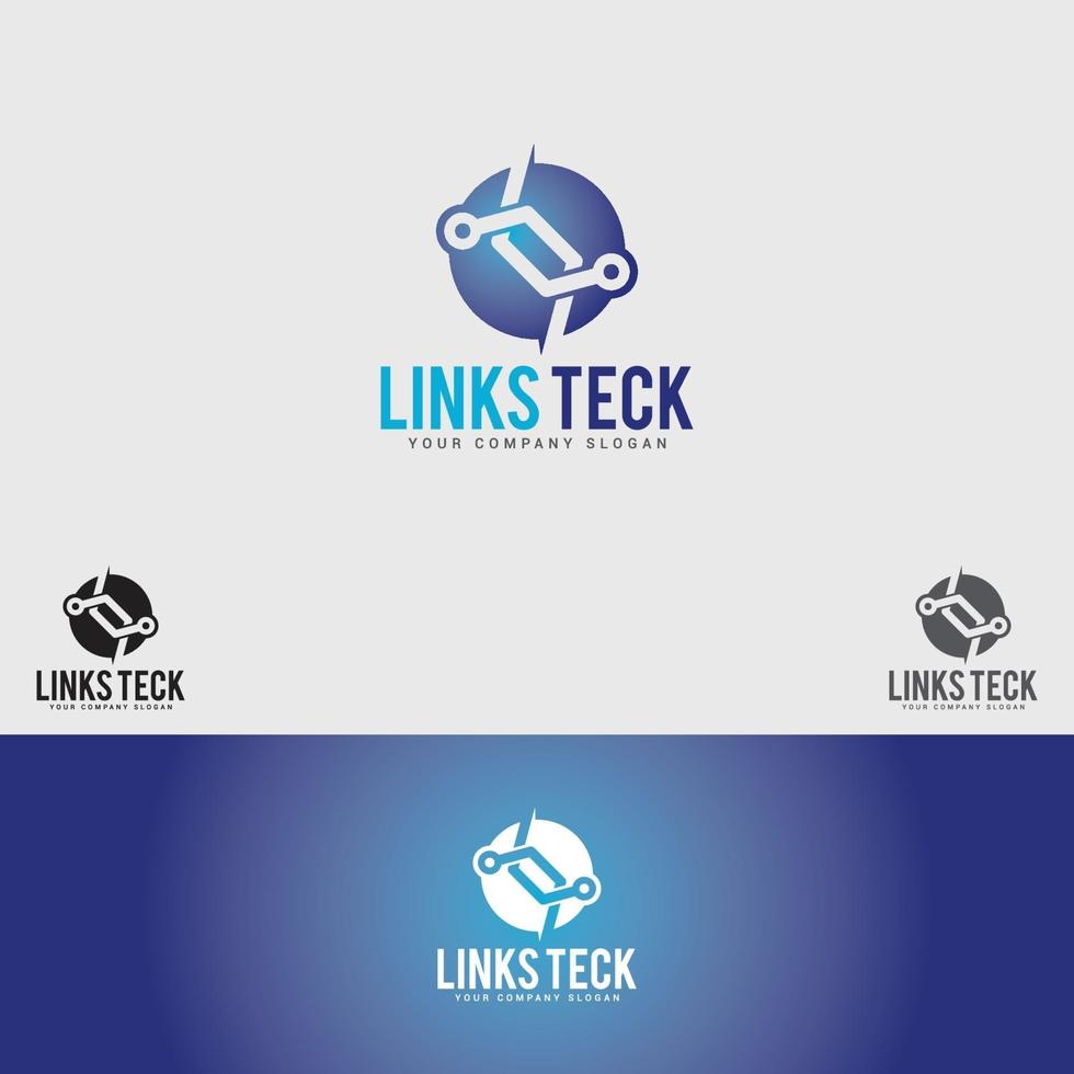 modelo de design de logotipo de tecnologia de links vetor