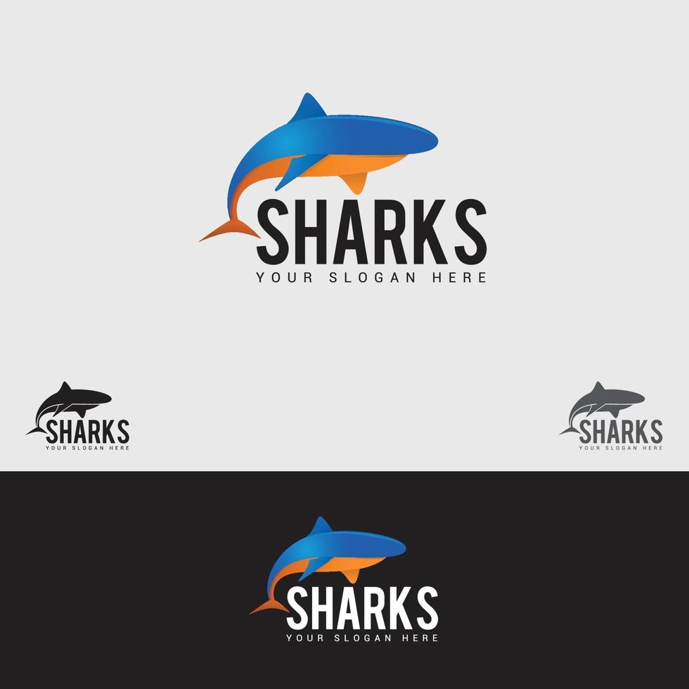 modelo de design de logotipo de peixes tubarões vetor