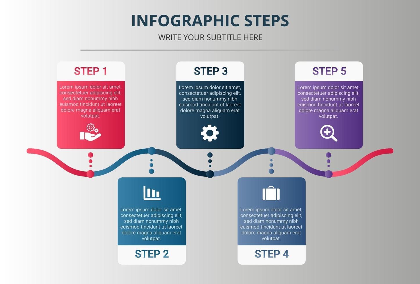 infográfico gradiente etapas com cinco opções vetor