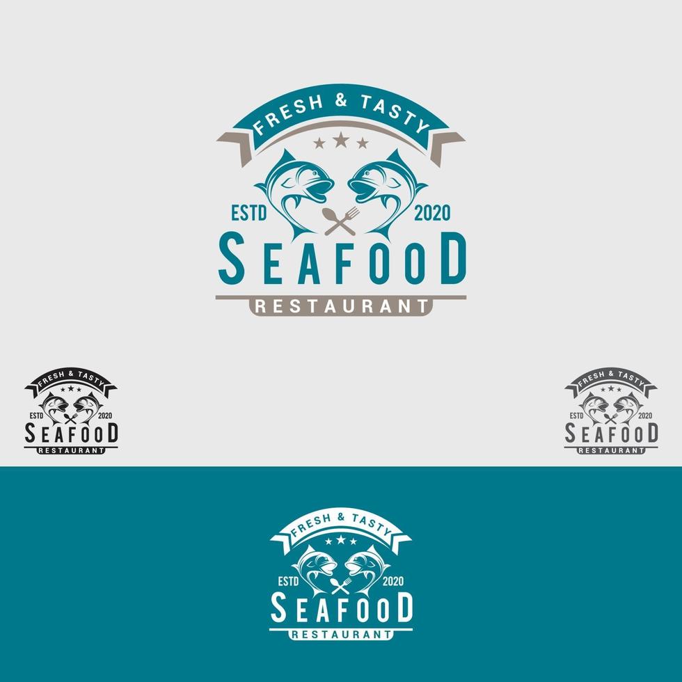 modelo de design de logotipo de frutos do mar vetor