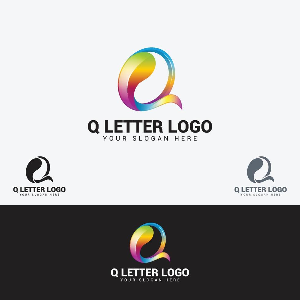 q modelo de design de logotipo de carta vetor