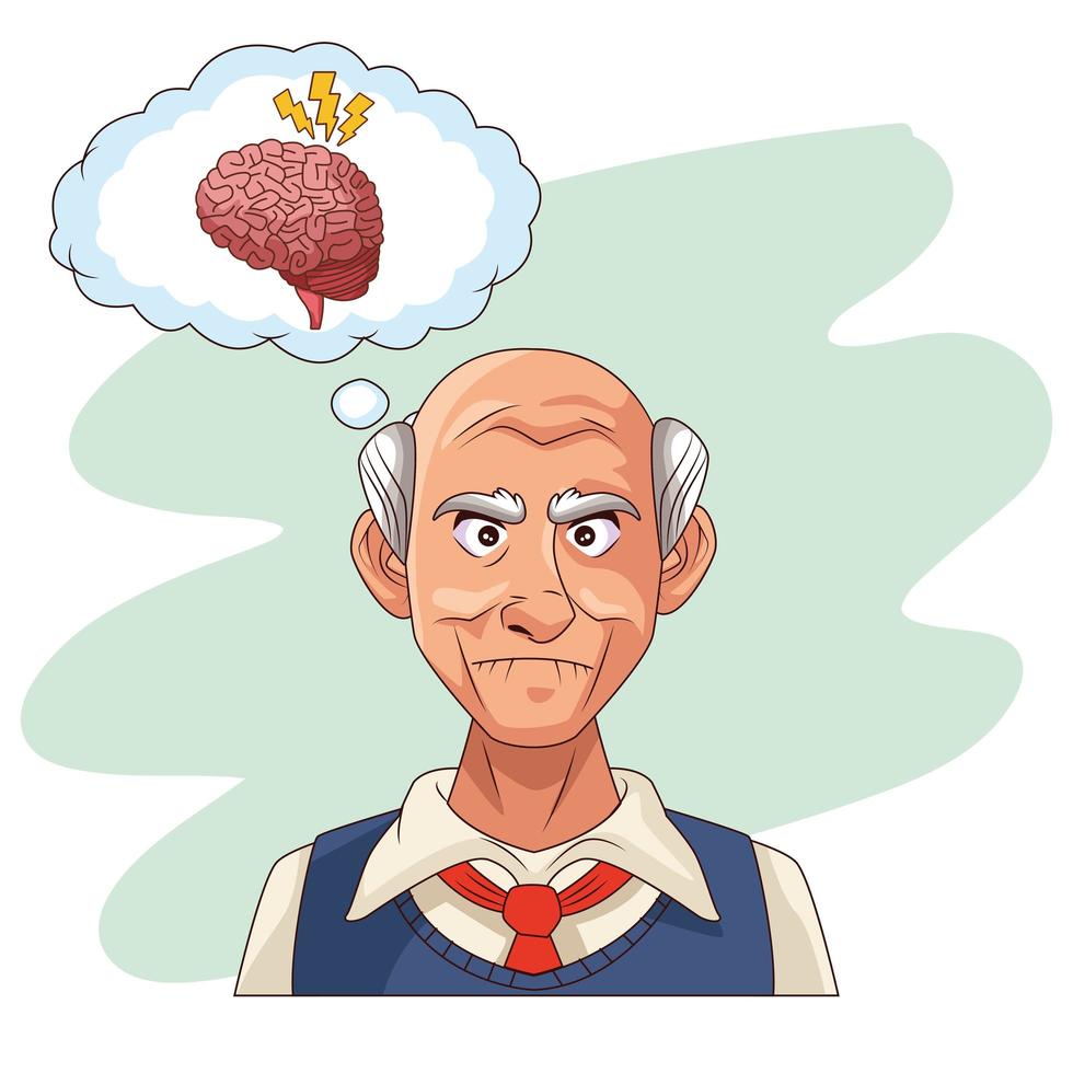 idoso e paciente com doença de Alzheimer com problemas cerebrais vetor