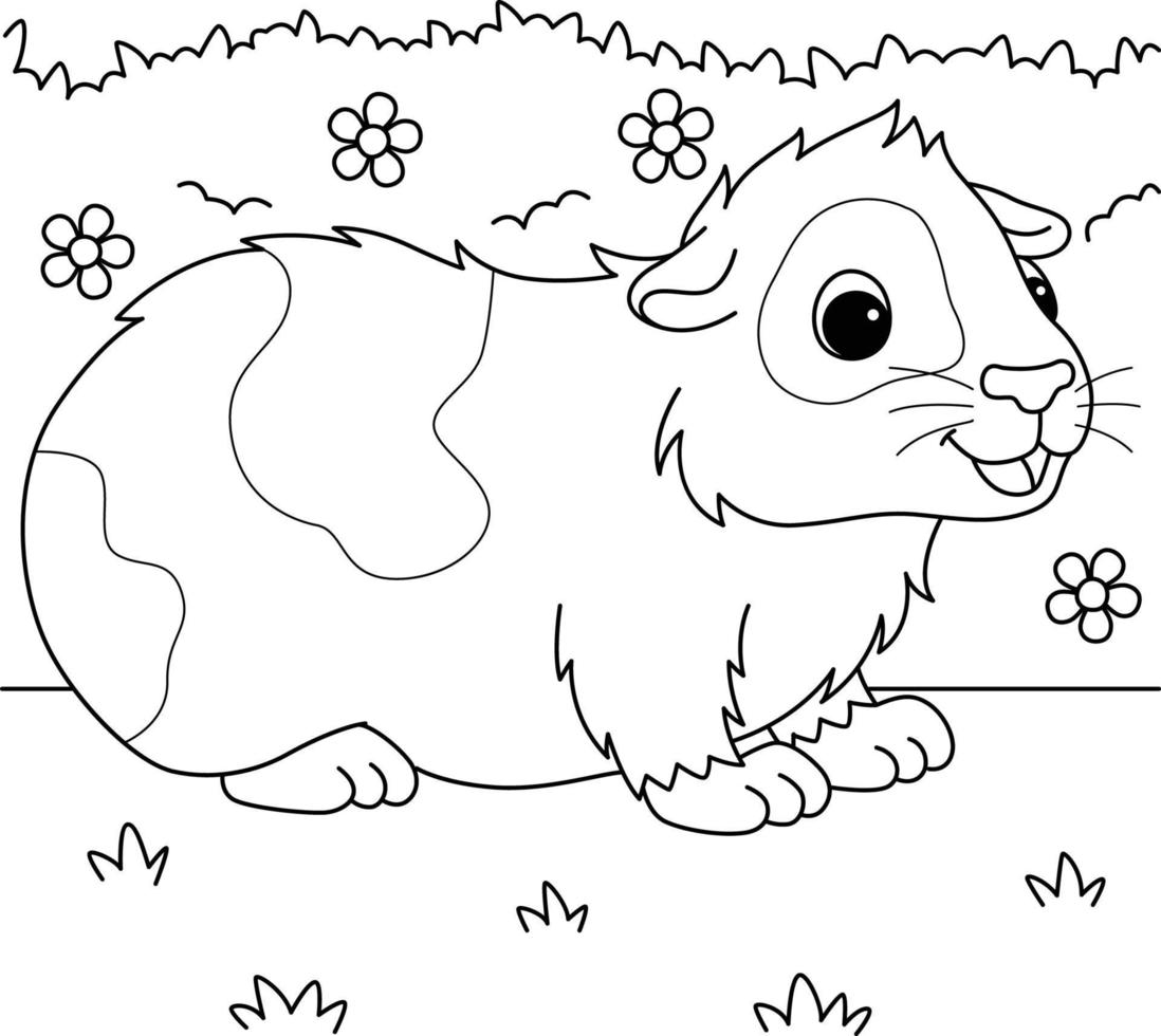 Guiné porco animal coloração página para crianças vetor