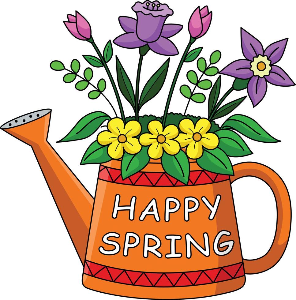 feliz Primavera flor desenho animado colori clipart vetor