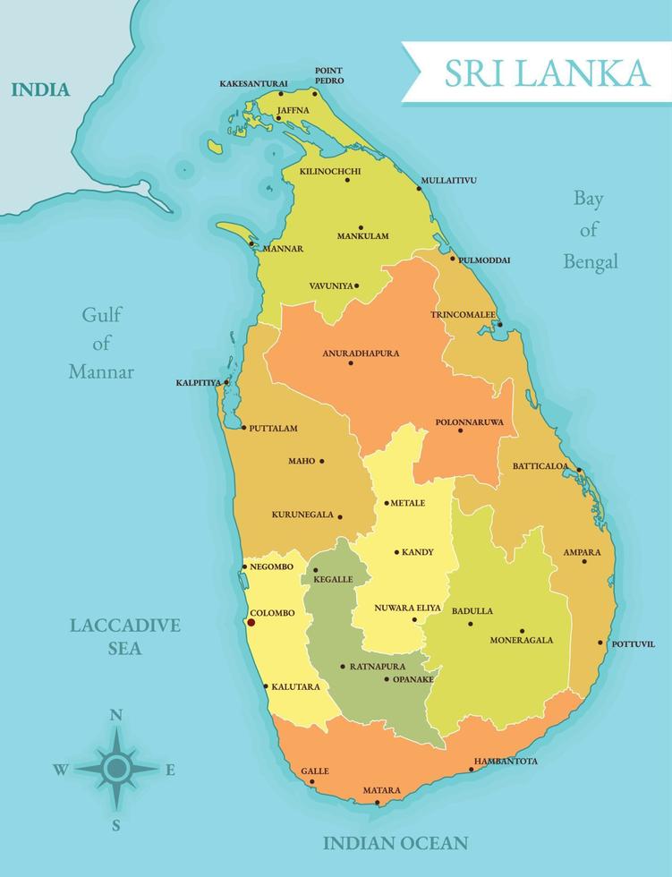 mapa do sri lanka vetor