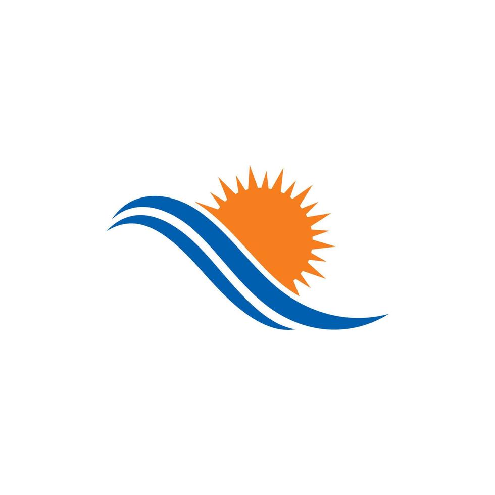 Sol logotipo com água onda ícone vetor ilustração