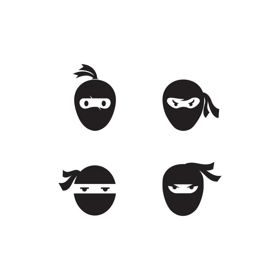 ícone de guerreiro ninja. ilustração de logotipo de cabeça ninja preta simples vetor
