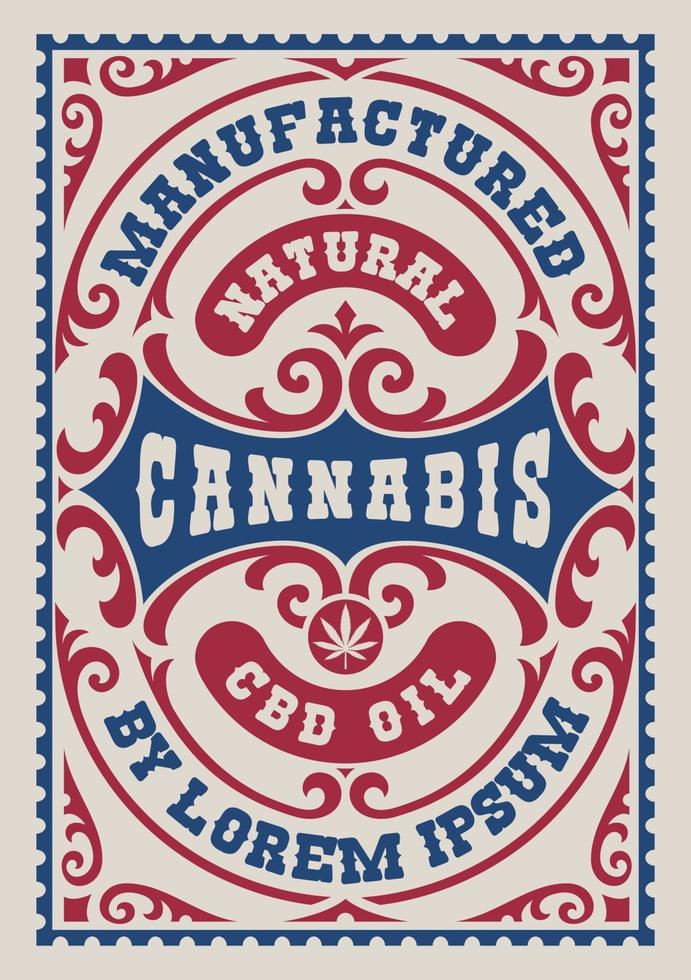 etiqueta vintage com tema cannabis vetor