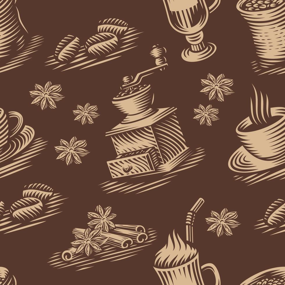 fundo sem costura vintage para um tema de café vetor