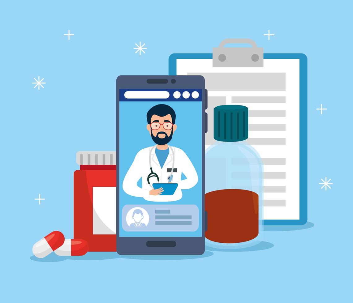 tecnologia online de medicina com smartphone e medicina vetor
