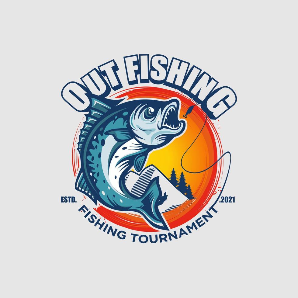 pescaria torneio vintage logotipo vetor