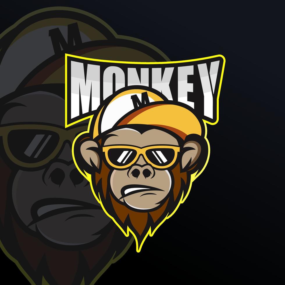 design de logotipo de mascote de macaco vetor