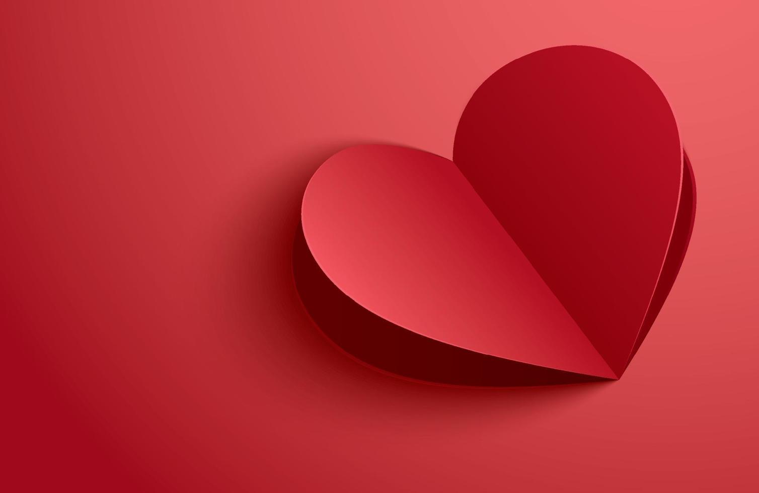 cartões de feliz dia dos namorados com corações de papel em fundo vermelho pastel. vetor