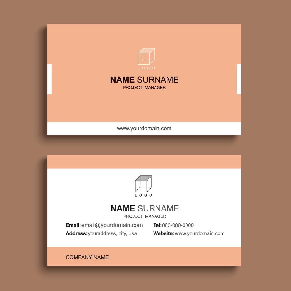 design de modelo de impressão de cartão de visita mínimo. cor pastel laranja e layout simples e limpo. vetor