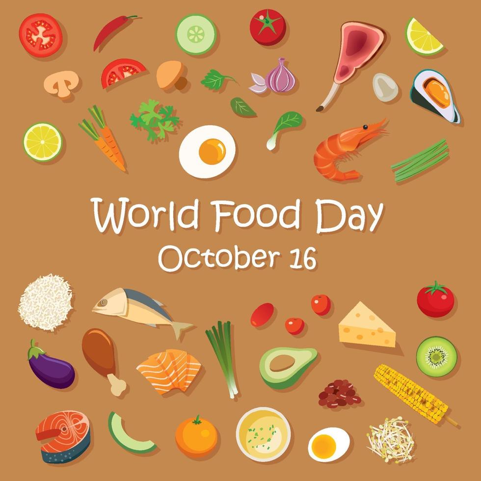 modelo e plano de fundo do cartaz do dia mundial da comida. vetor