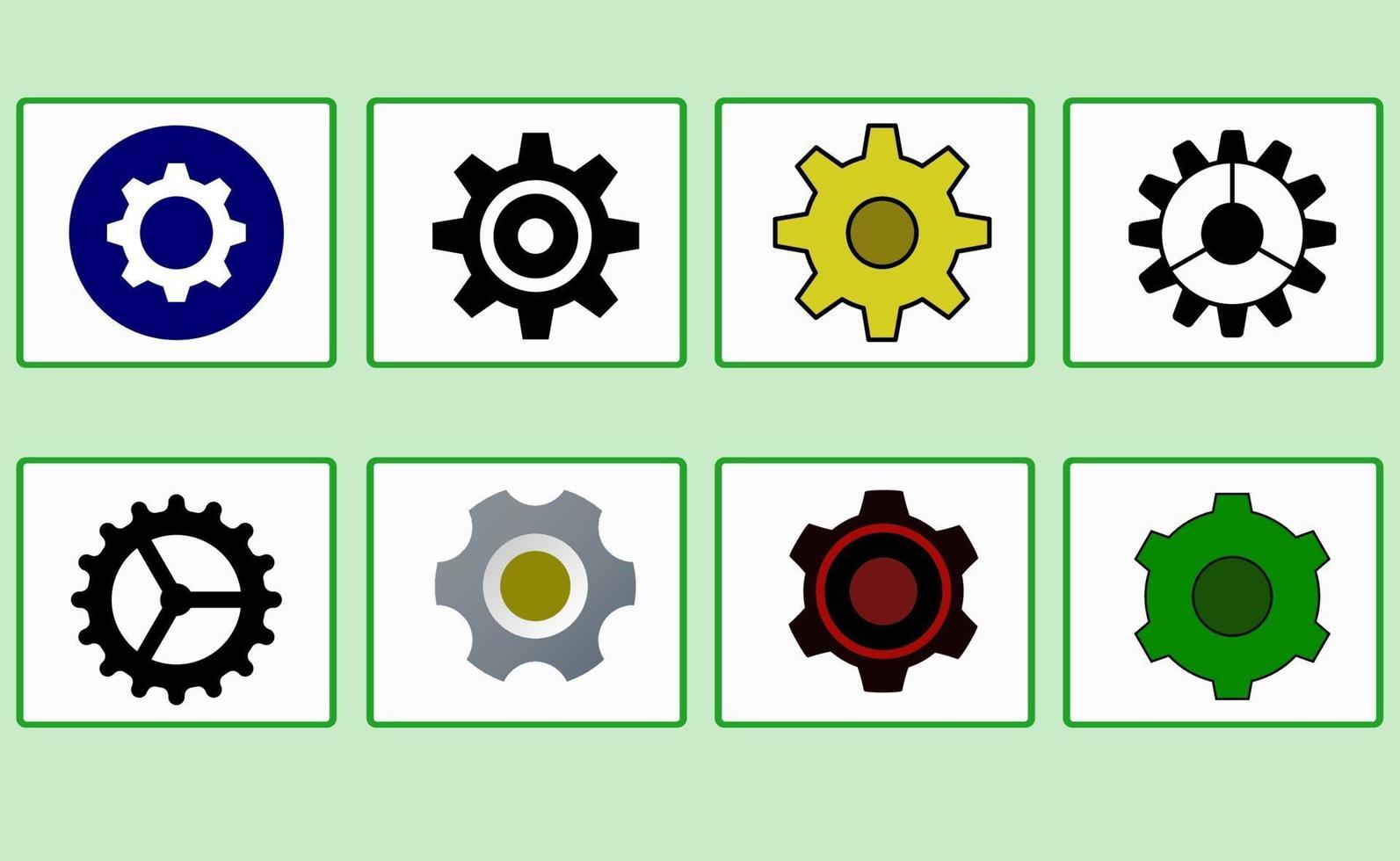 conjunto de ícones de engrenagem simples e modernos com estilos diferentes vetor