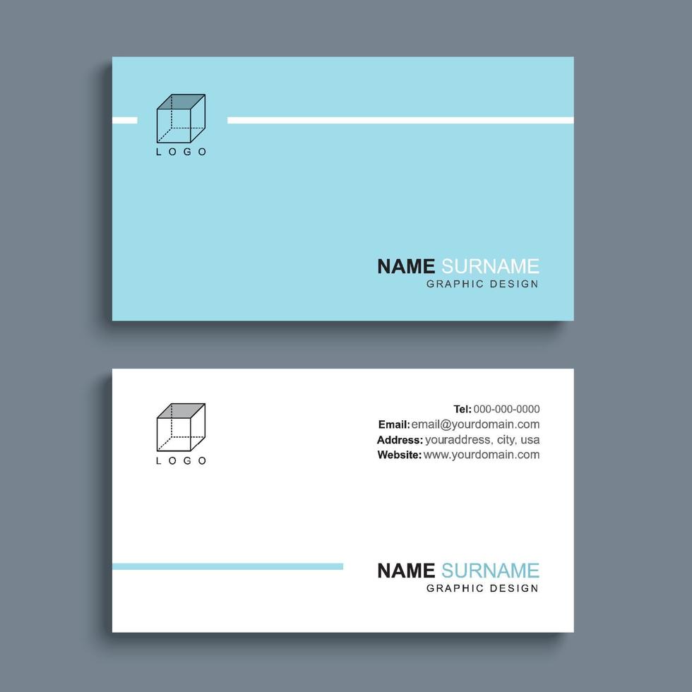 design de modelo de impressão de cartão de visita mínimo. cor pastel azul e layout simples e limpo. vetor