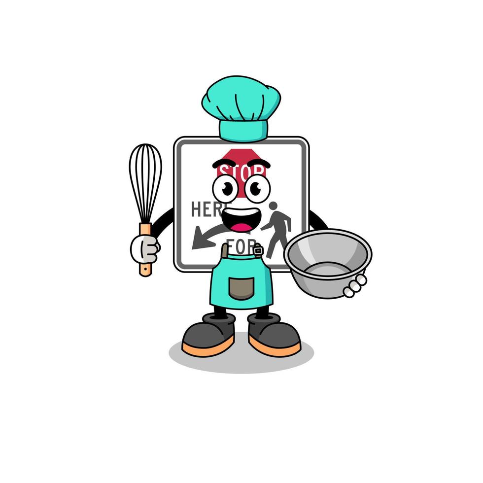 ilustração do Pare aqui para pedestres Como uma padaria chefe de cozinha vetor