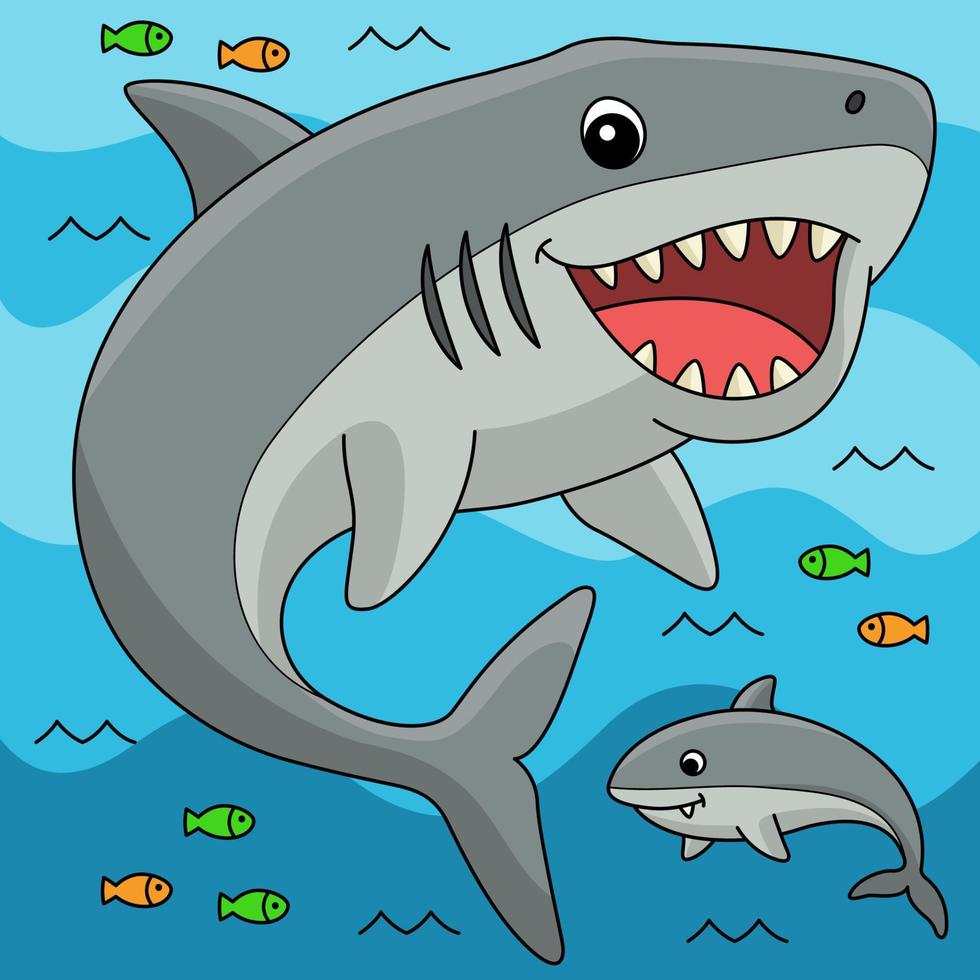 megalodon animal colori desenho animado ilustração vetor