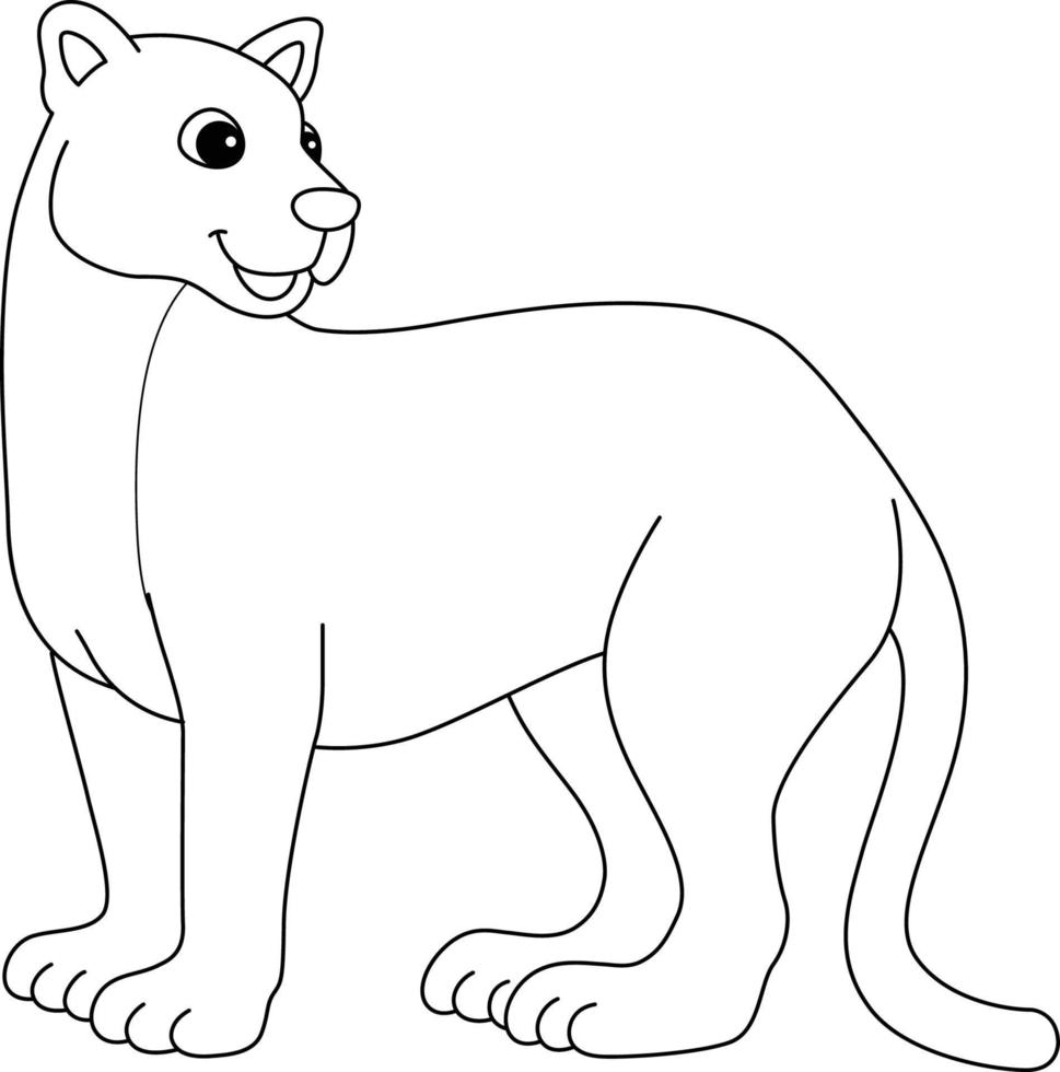 Puma animal isolado coloração página para crianças vetor