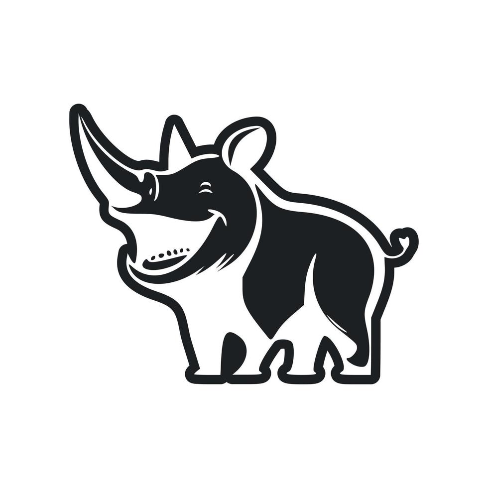 Preto e branco leve logotipo com atraente alegre hipopótamo. vetor