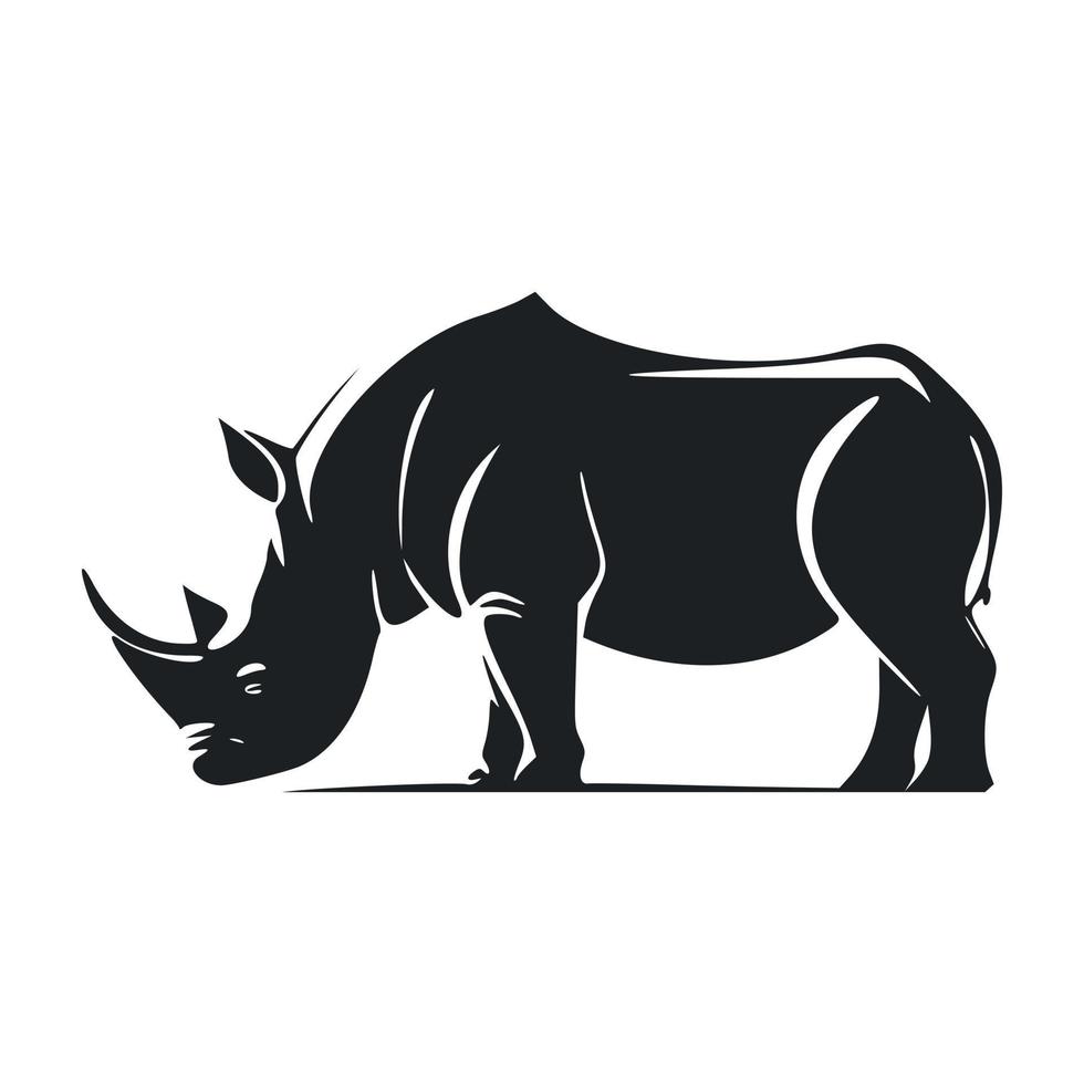 Preto e branco simples logotipo com uma encantador rinoceronte vetor