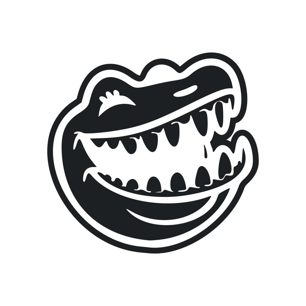 Preto e branco simples logotipo com uma encantador alegre crocodilo. vetor