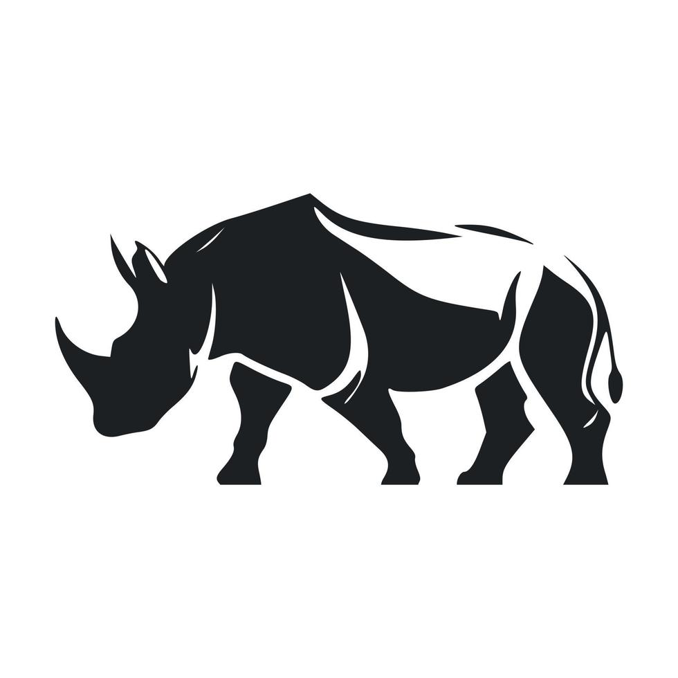 Preto e branco simples logotipo com adorável rinoceronte vetor