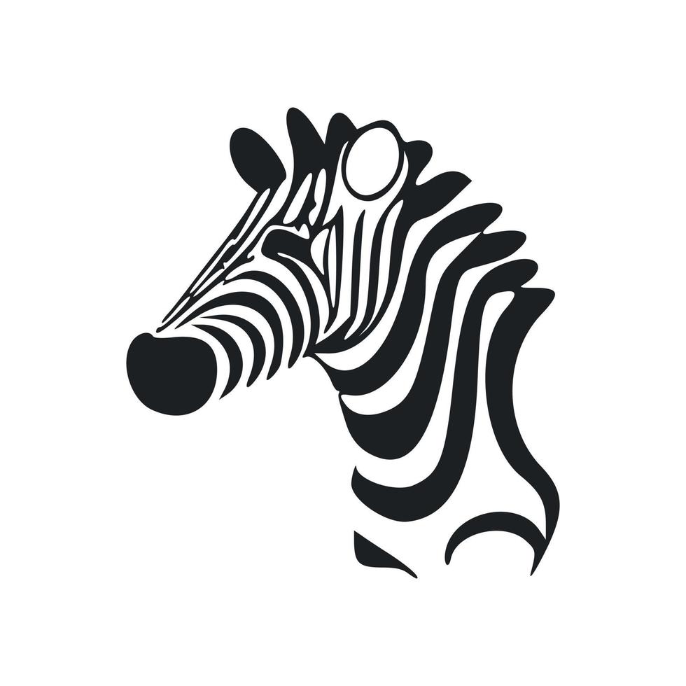 Preto e branco simples logotipo com encantador zebra vetor