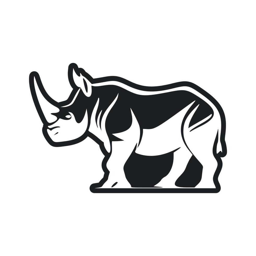 Preto e branco luz logotipo com adorável rinoceronte vetor