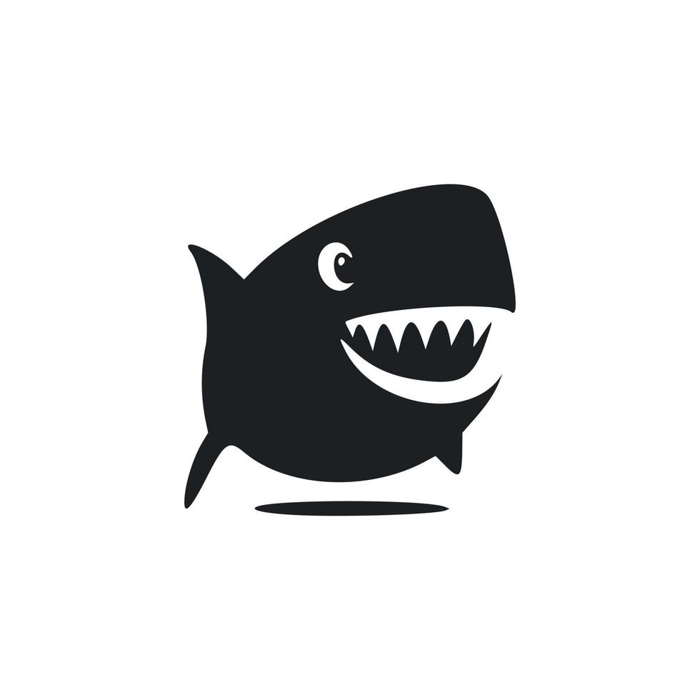 Preto e branco básico logotipo com atraente alegre Tubarão. vetor