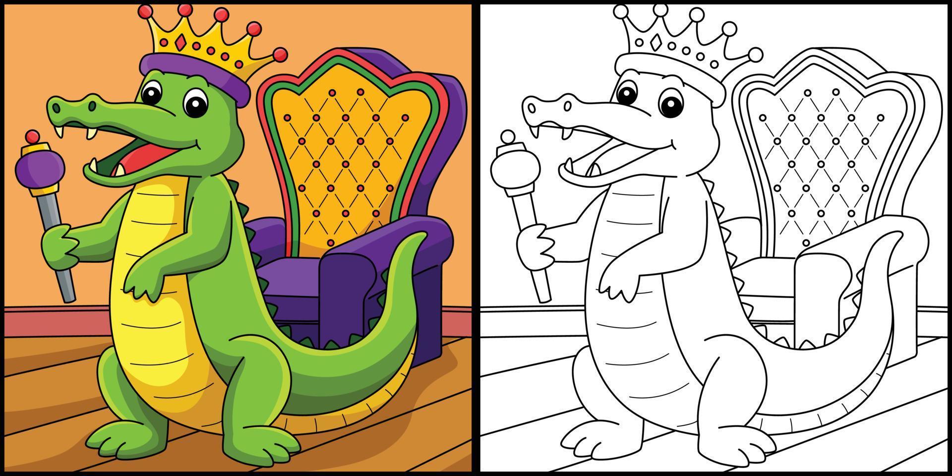 mardi gras coroa rei crocodilo ilustração vetor