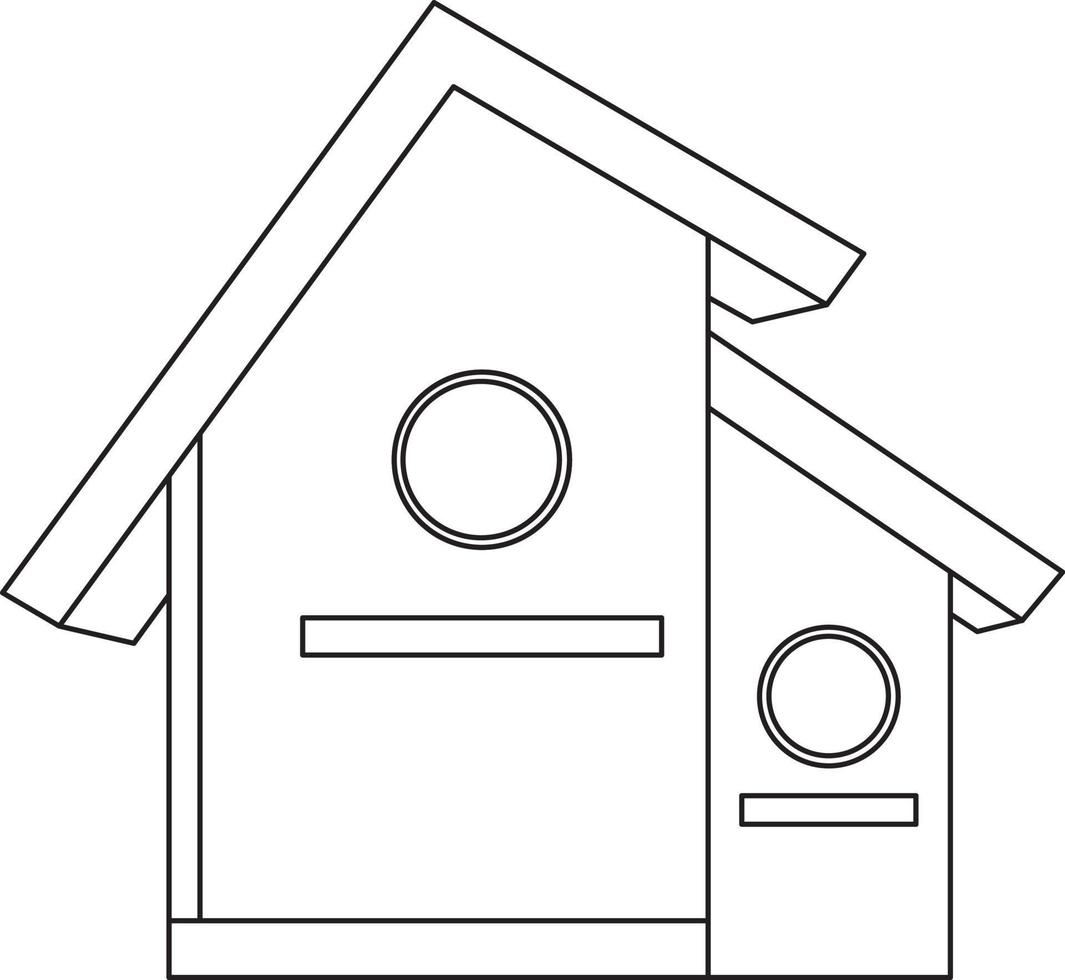 vetor ilustração fofa verde de madeira Casa de passarinho, pequeno de madeira casa, vizinhos, Primavera ilustração, rabisco e esboço