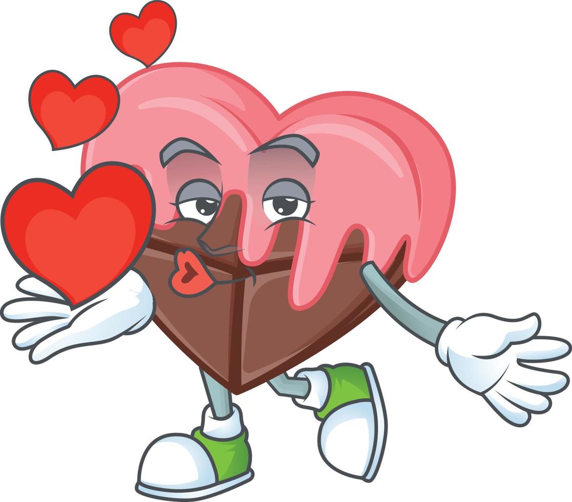 amor chocolate com Rosa desenho animado personagem estilo vetor