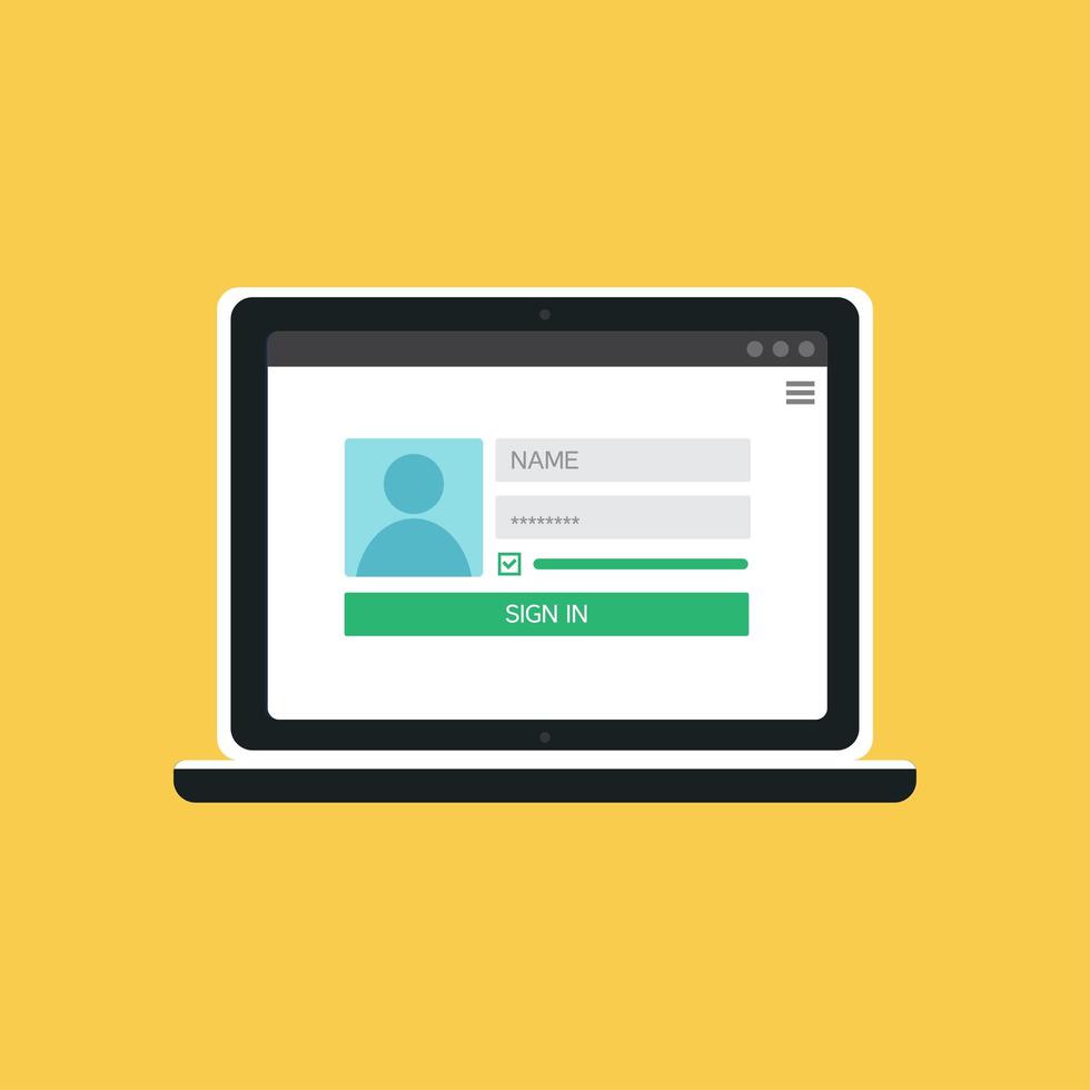 modelo da web do formulário de login do notebook vetor