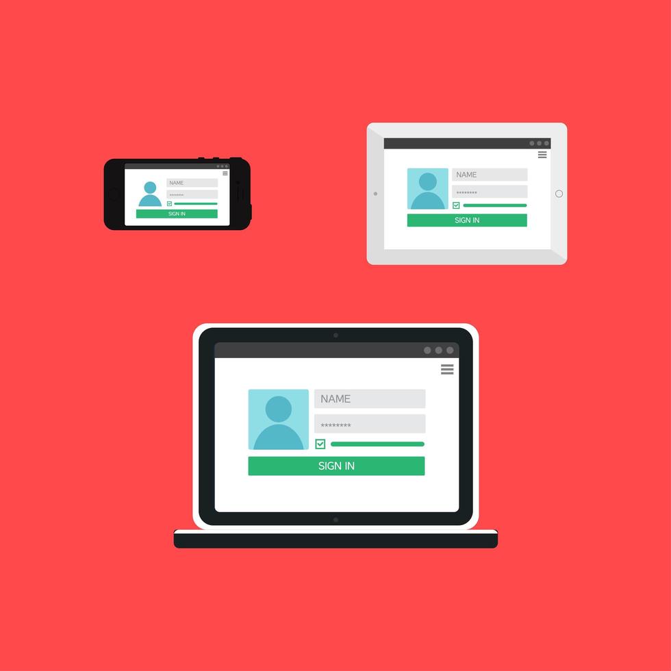 modelo da web de formulário de login adaptável vetor