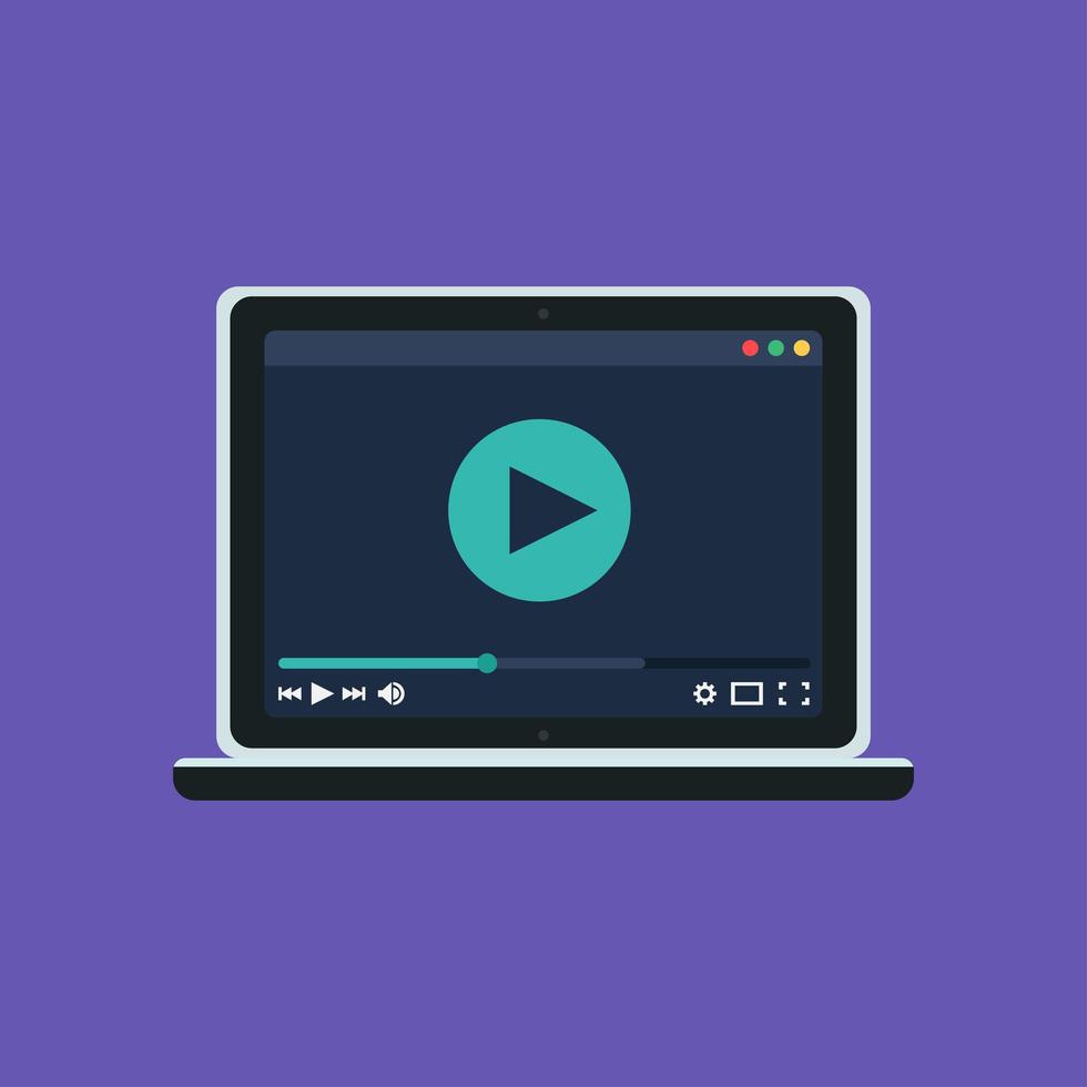 modelo da web de player de vídeo notebook vetor