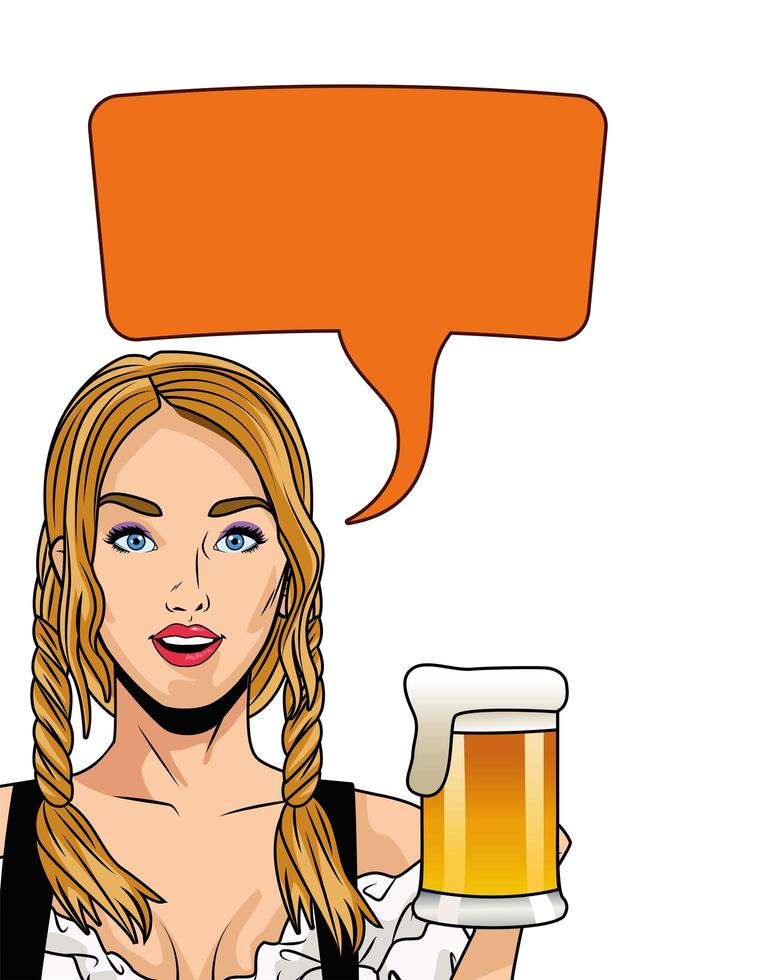 mulher alemã sexy com personagem de cerveja vetor