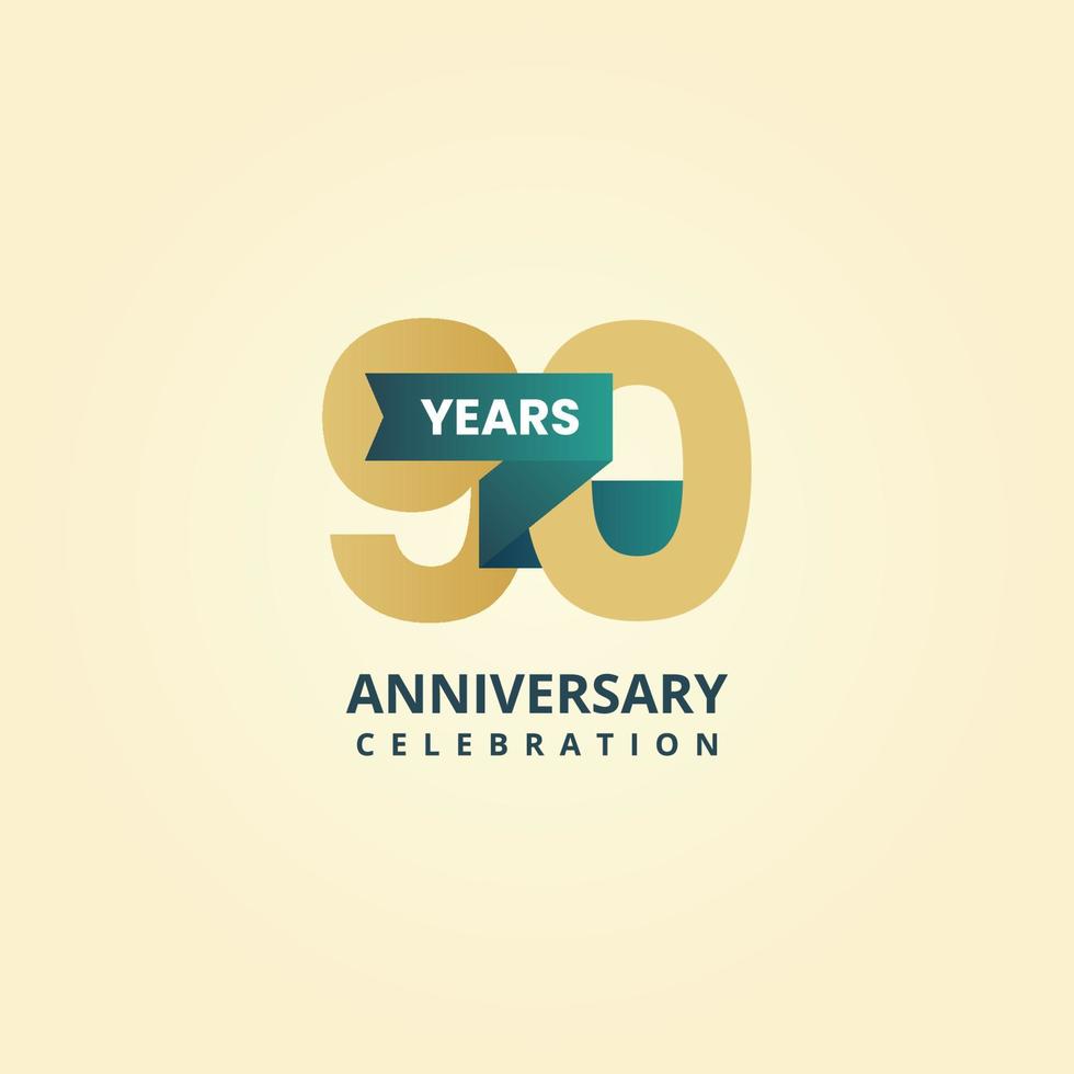 90 anos aniversário logotipo modelo Projeto vetor