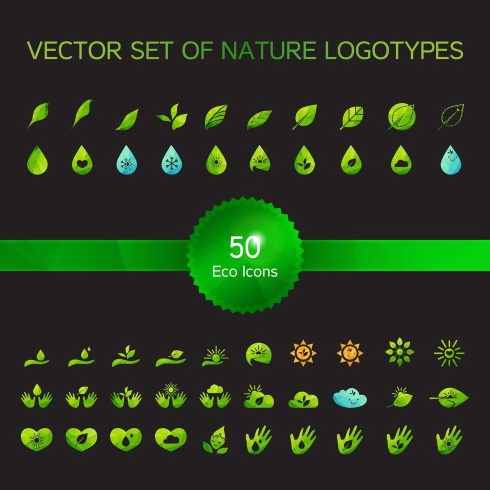 ícones de ecologia, logotipo da natureza vetor