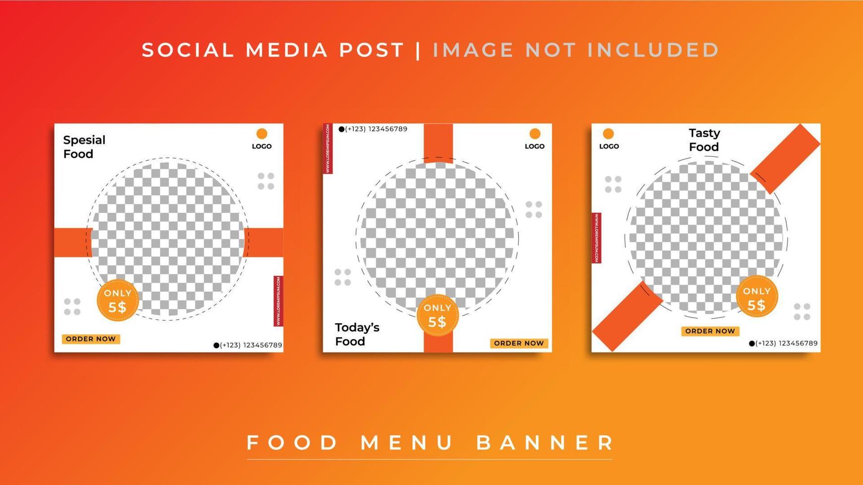 Comida social meios de comunicação cardápio bandeira modelo para restaurante ou cafeteria vetor ilustração