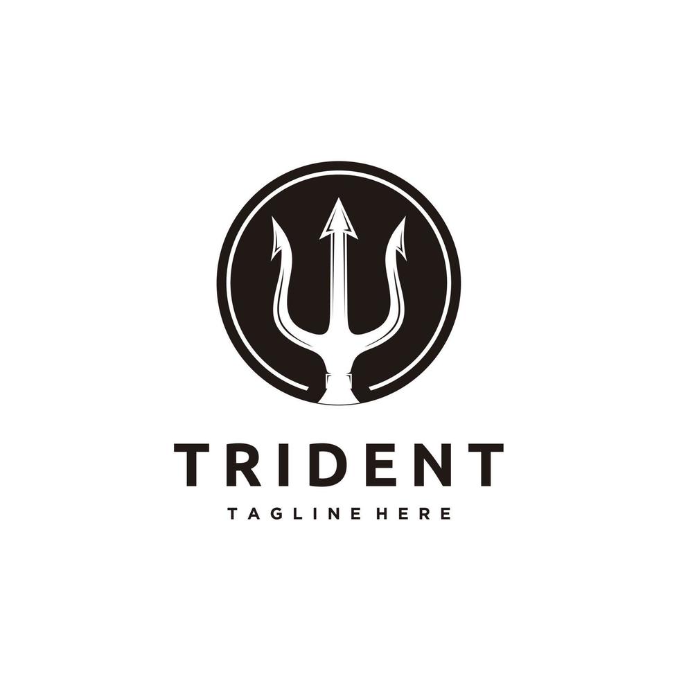 tridente Netuno Deus Poseidon circular círculo logotipo Projeto vetor