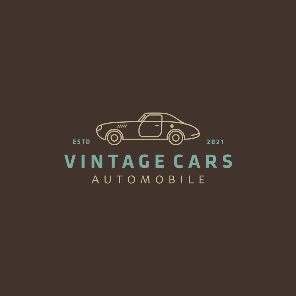 clássico ou vintage ou retro carro linha arte logotipo Projeto vintage estilo vetor