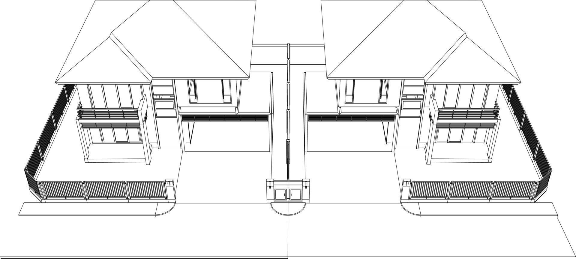 3d ilustração do residencial projeto vetor