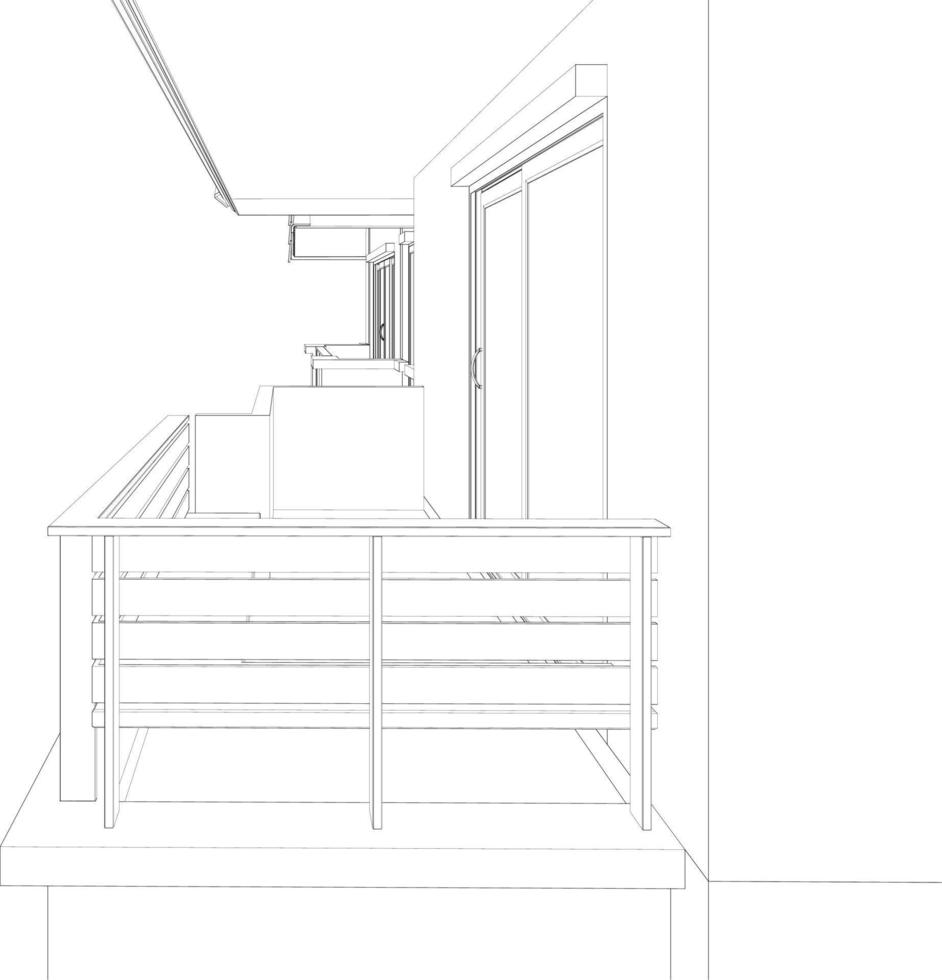 3d ilustração do residencial projeto vetor